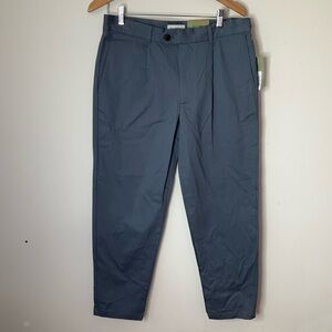 Goodfellow & Co Men’s Pleated Trouser 32x30 Blue  Slim Tapered Leg Stretch